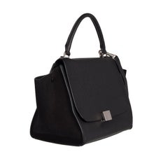 CELINE black leather & suede TRAPEZE SMALL Shoulder Bag