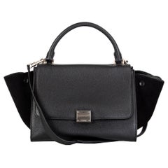 CELINE black leather & suede TRAPEZE SMALL Shoulder Bag