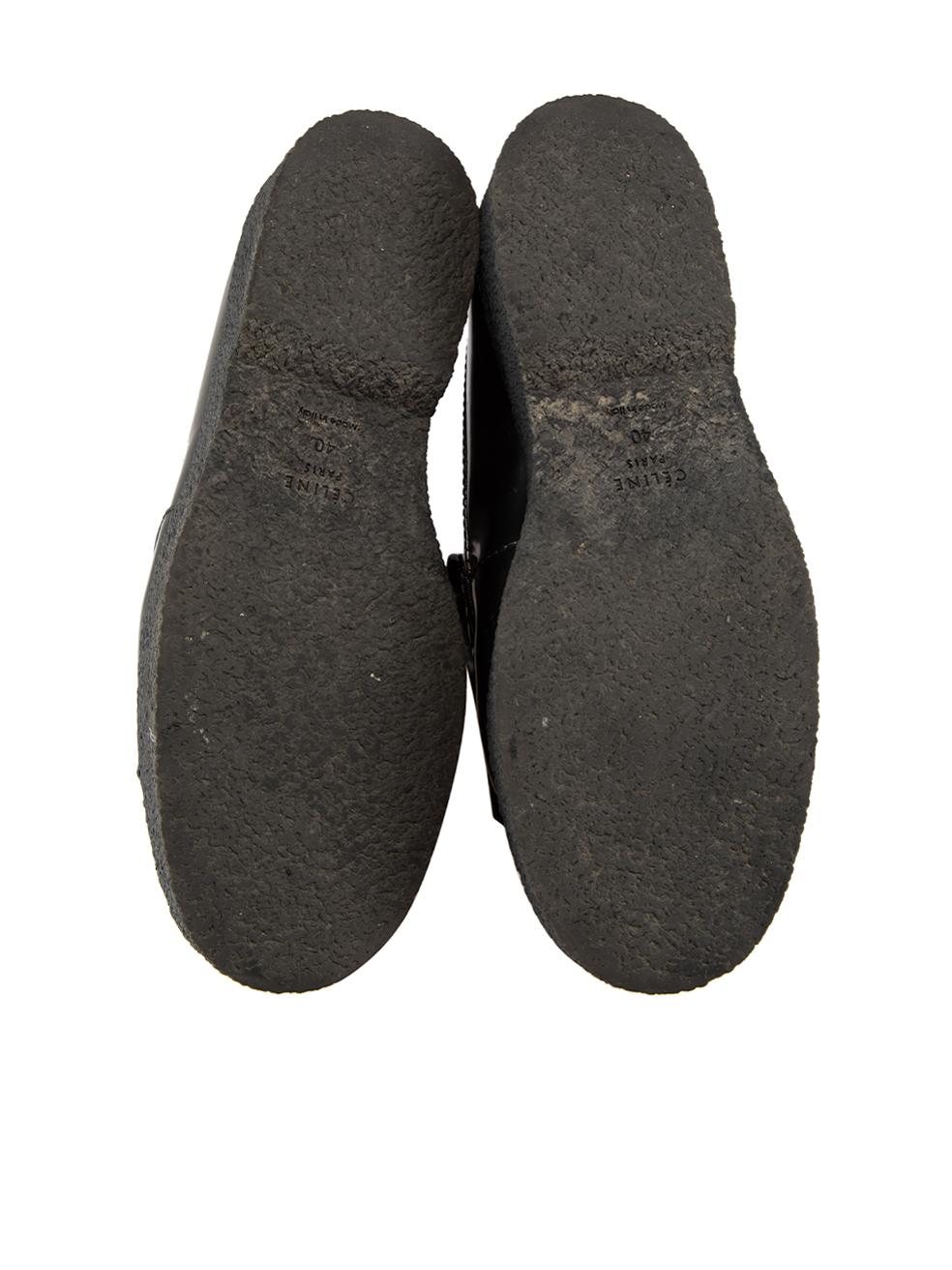 Women's Celine Black Leather Tassel Platform Loafers Size IT 40 For Sale