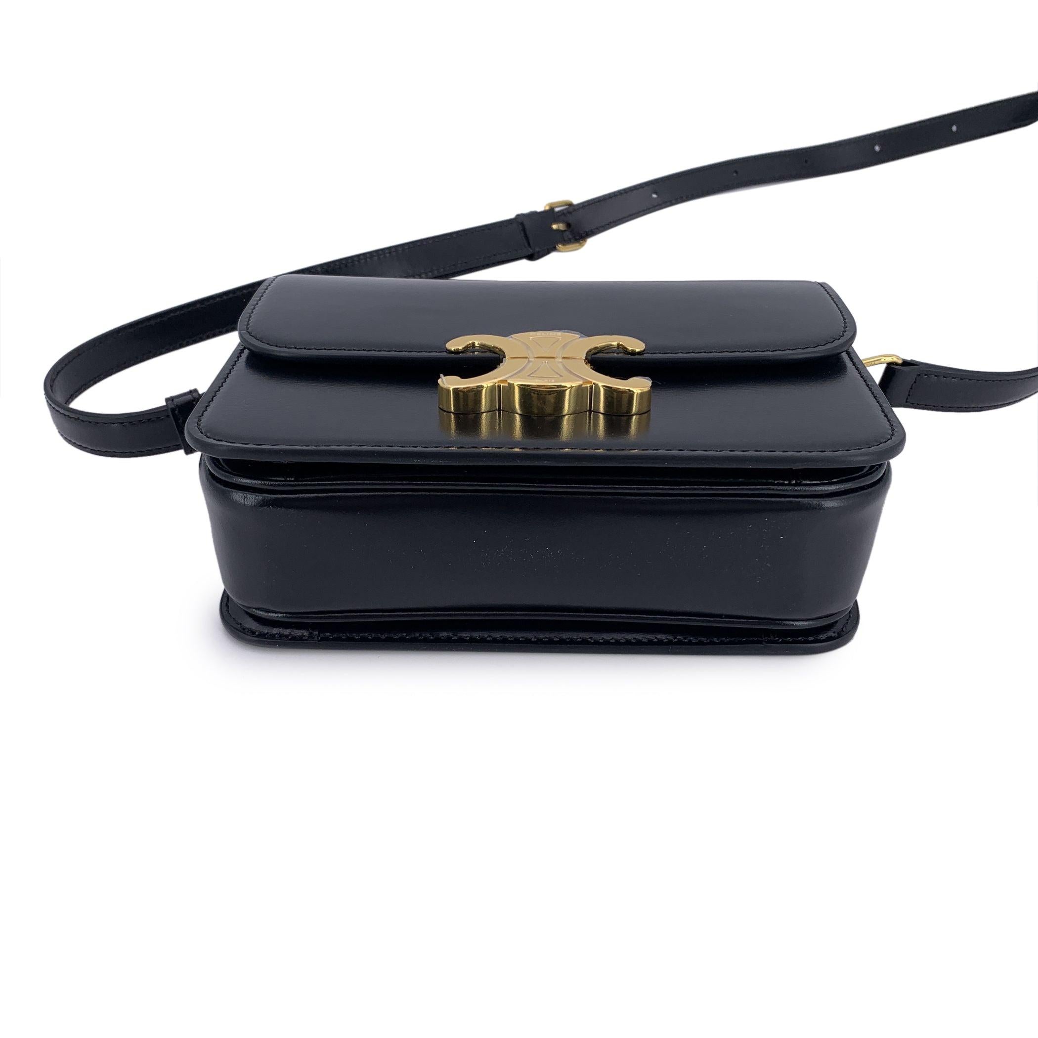Celine Schwarz Leder Teen Triomphe Box Kleine Umhängetasche im Zustand „Hervorragend“ im Angebot in Rome, Rome
