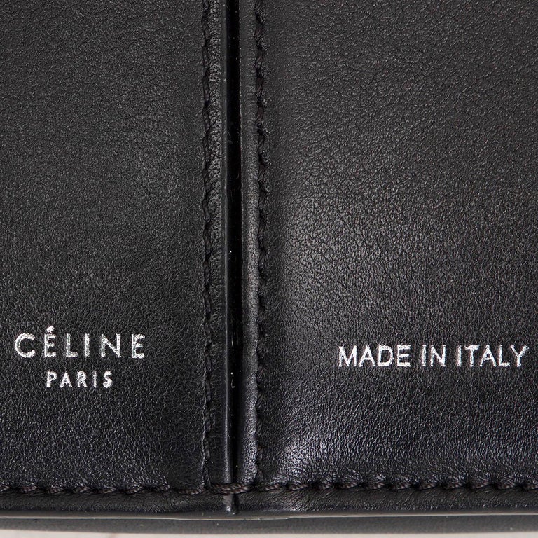 Celine Black Leather Trifold Chain Clutch Celine