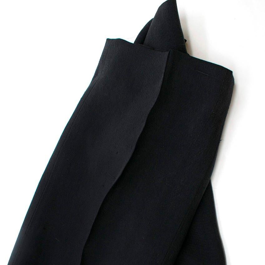 Celine Black Leather Trim Velcro Belted Silk-Noil Trousers US 0-2 2