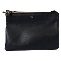 CELINE black leather TRIO LARGE Crossbody Bag