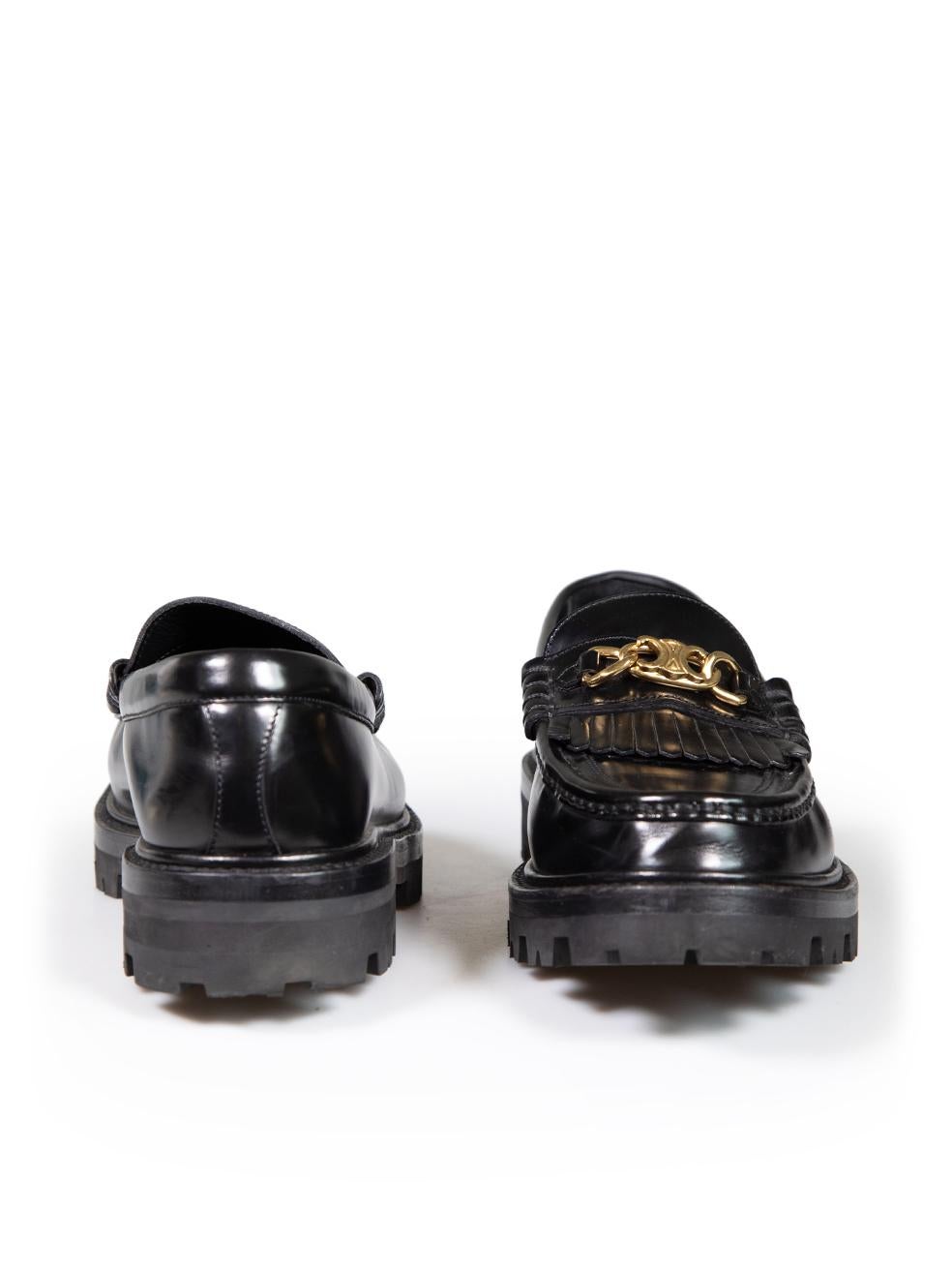 Céline cuir noir Triomphe Chain Margaret Loafers Size IT 37 Bon état - En vente à London, GB