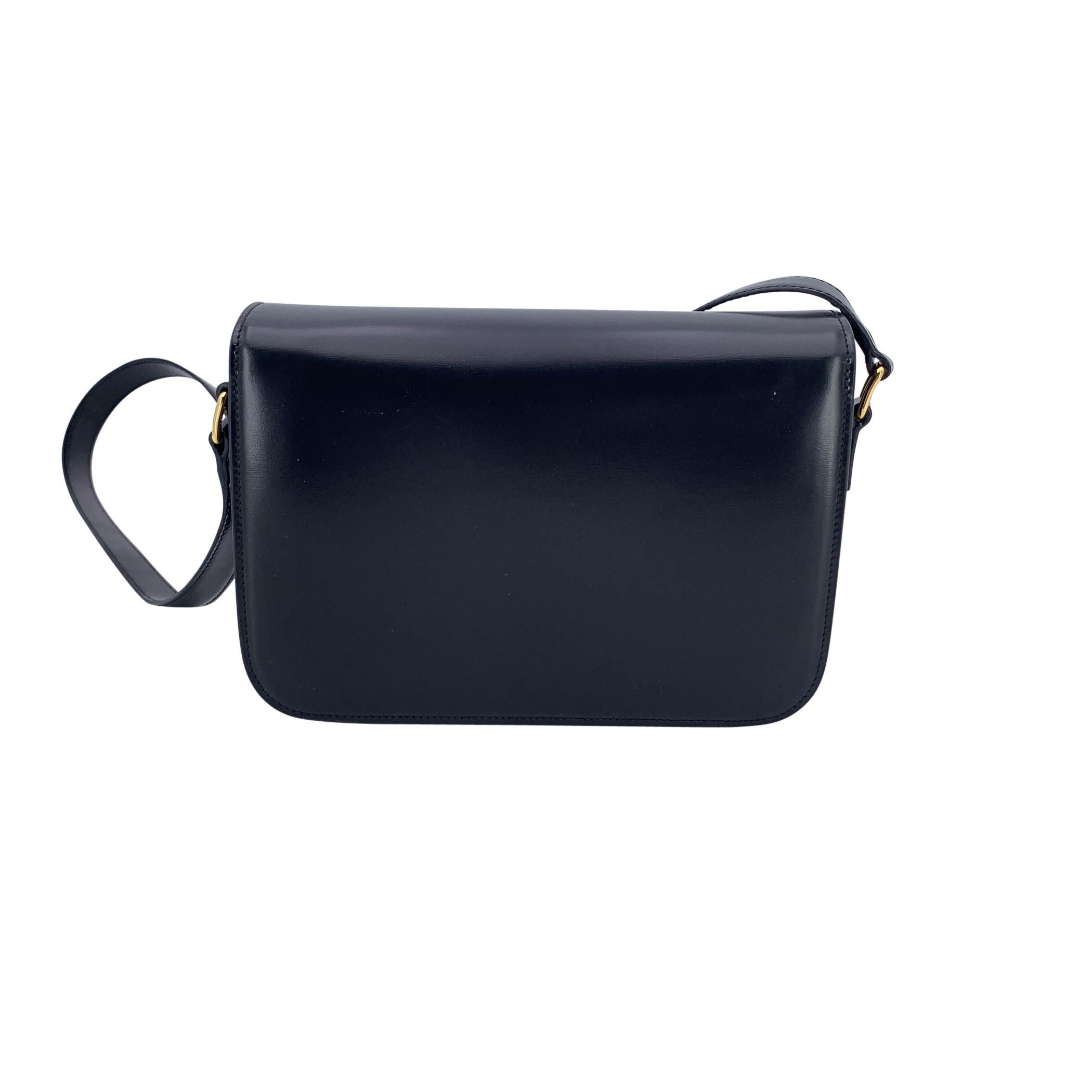 Nero Celine Borsa a tracolla media Triomphe Classique in pelle nera in vendita