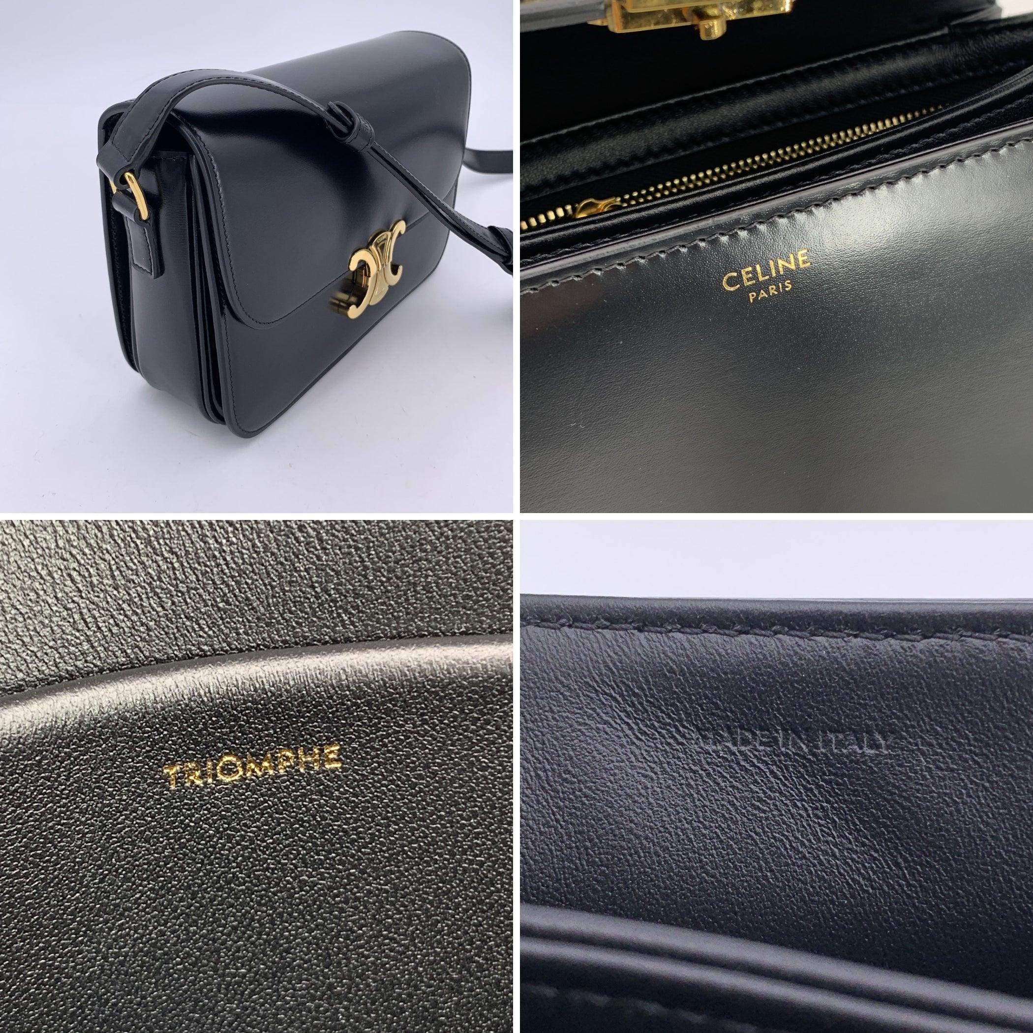 Celine Borsa a tracolla media Triomphe Classique in pelle nera in vendita 1