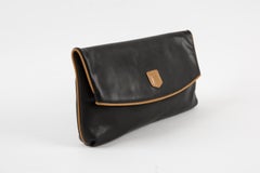 Celine Black Leather Triomphe Clutch Bag