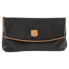 Celine Black Leather Triomphe Clutch Bag