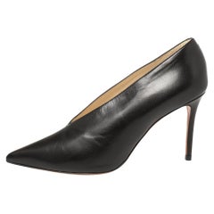 Celine Black Leather V Neck Pointed Toe Pumps Size 39