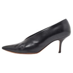 Celine Black Leather V Neck Pumps Size 38