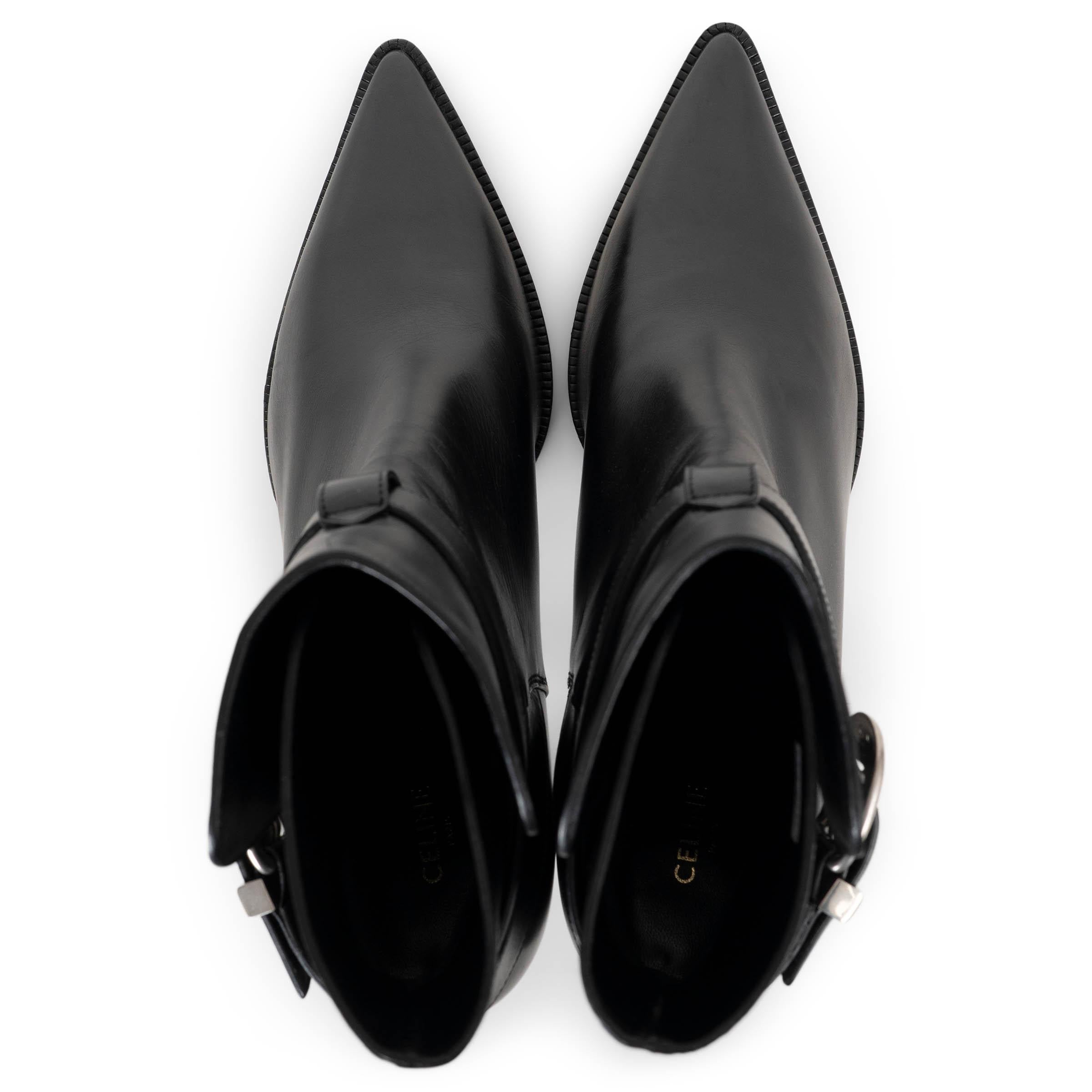 CELINE schwarz Leder VERNEUIL JODPHUR Booties Stiefel Schuhe 40 Damen im Angebot