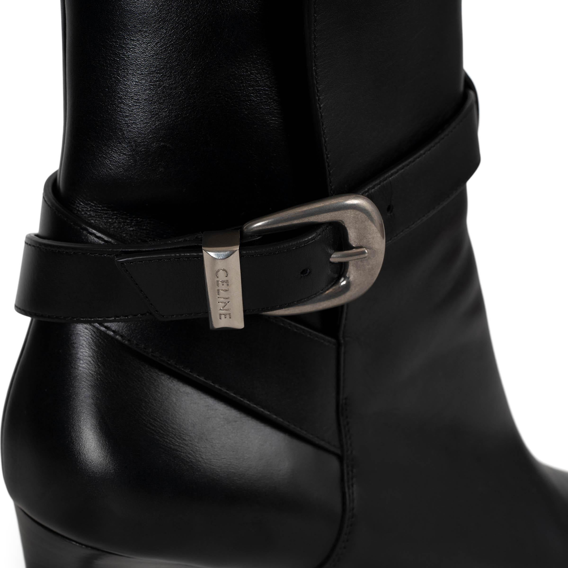 CELINE schwarz Leder VERNEUIL JODPHUR Booties Stiefel Schuhe 40 im Angebot 4