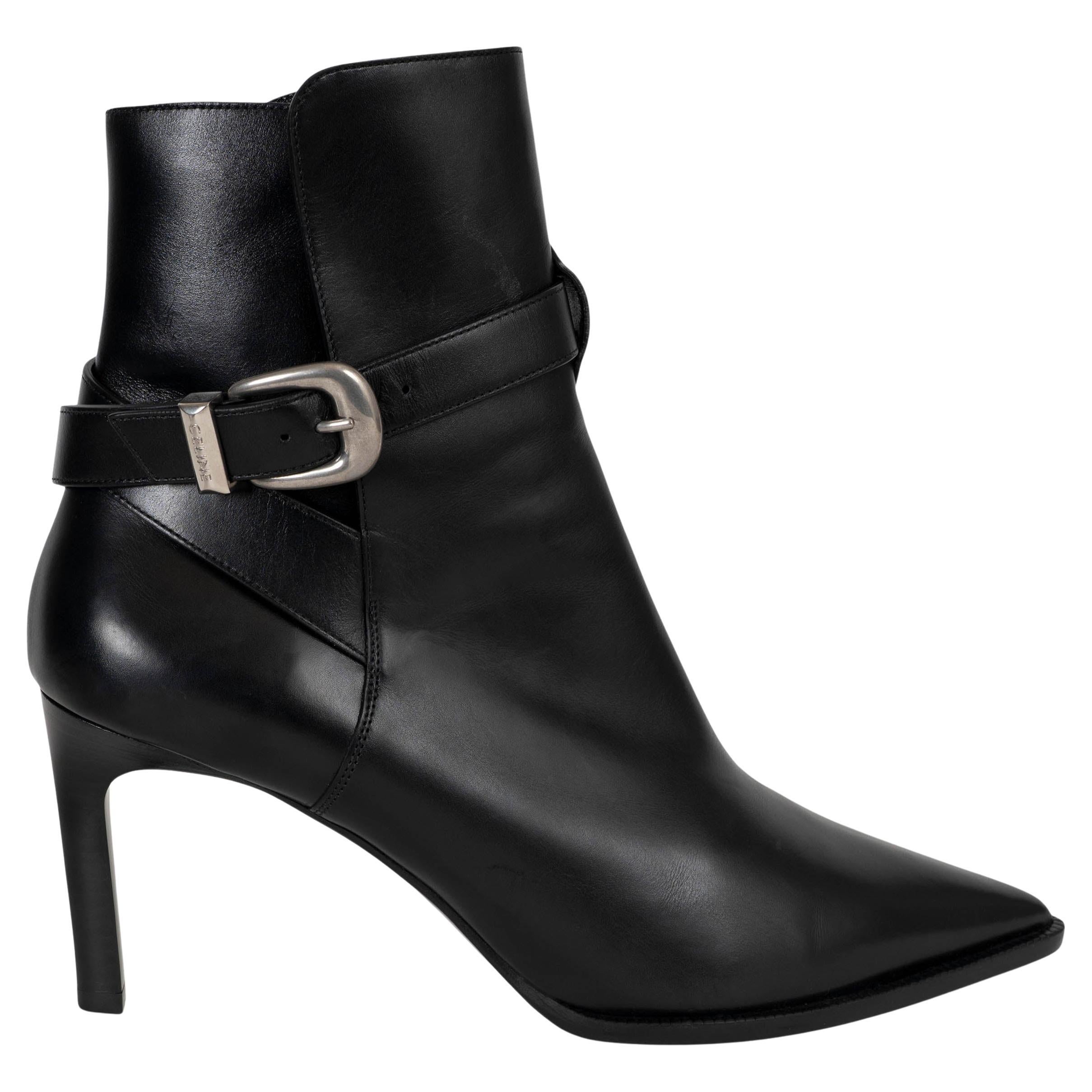 Celine cuir noir VERNEUIL JODPHUR Bottines Chaussures 40