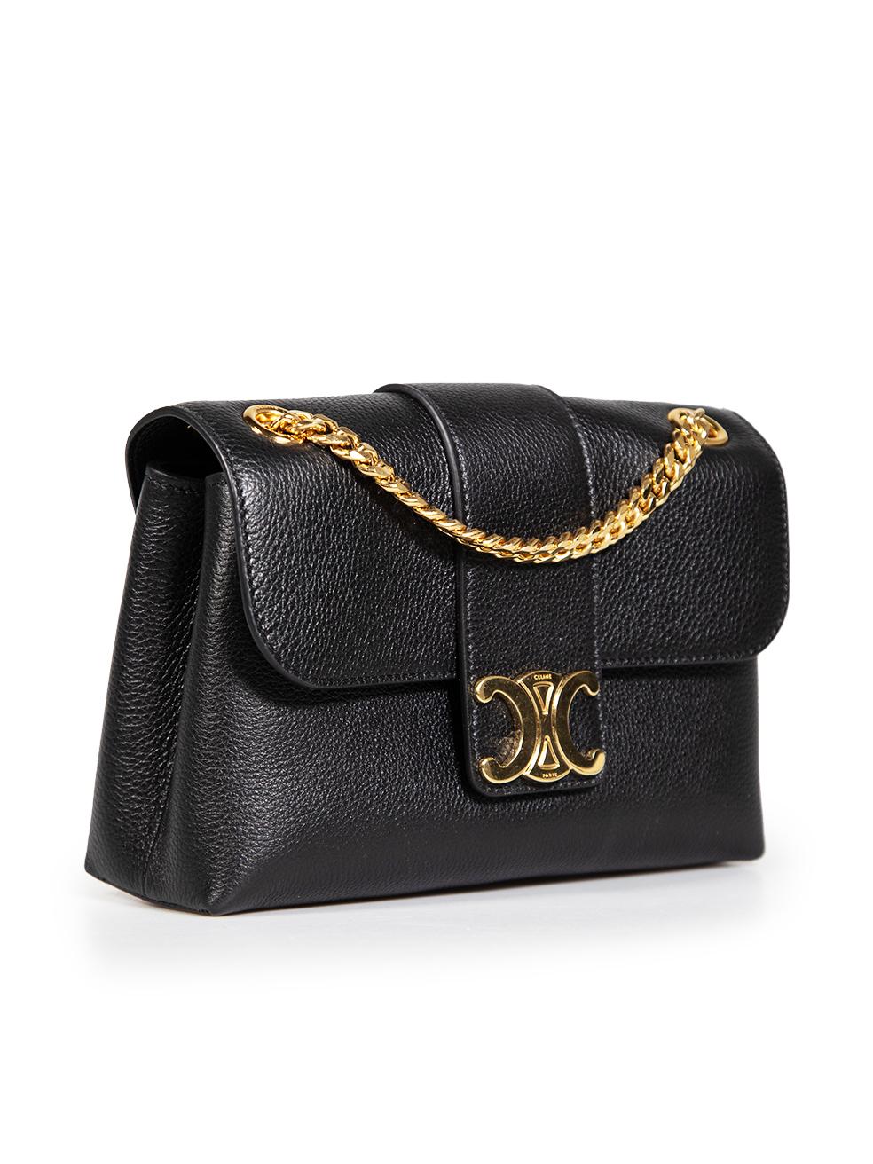 CONDITION is Never worn. No visible wear to bag is evident on this new Céline designer resale item. Comes with dust bag.
 
 
 
 Details
 
 
 Model: Victoire
 
 Black
 
 Leather
 
 Medium shoulder bag
 
 Gold tone hardware
 
 Flap with snap button