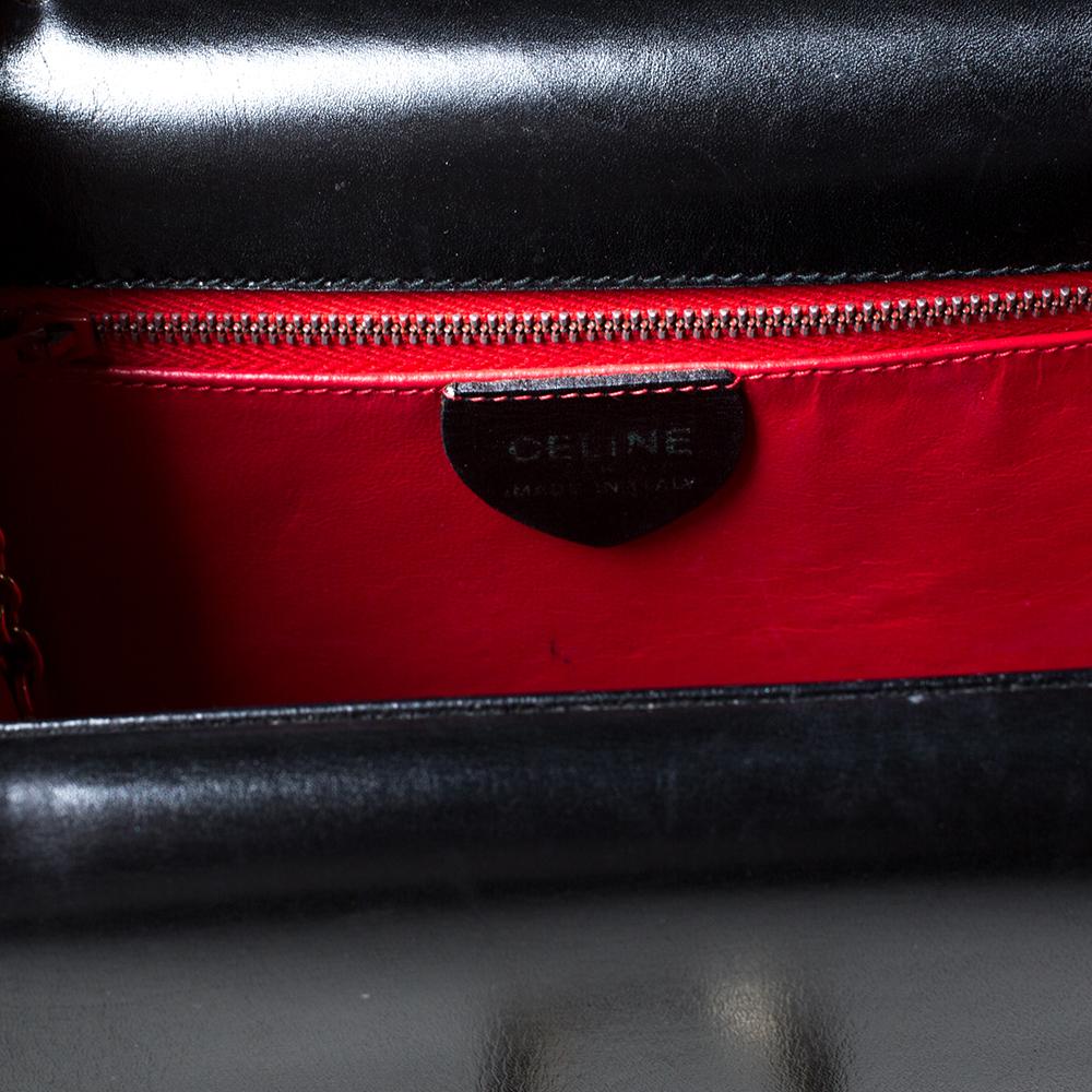 Celine Black Leather Vintage Flap Top Handle Bag 3