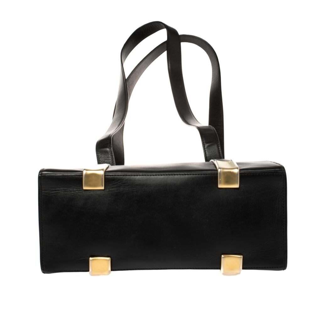 Women's Celine Black Leather Vintage Tote