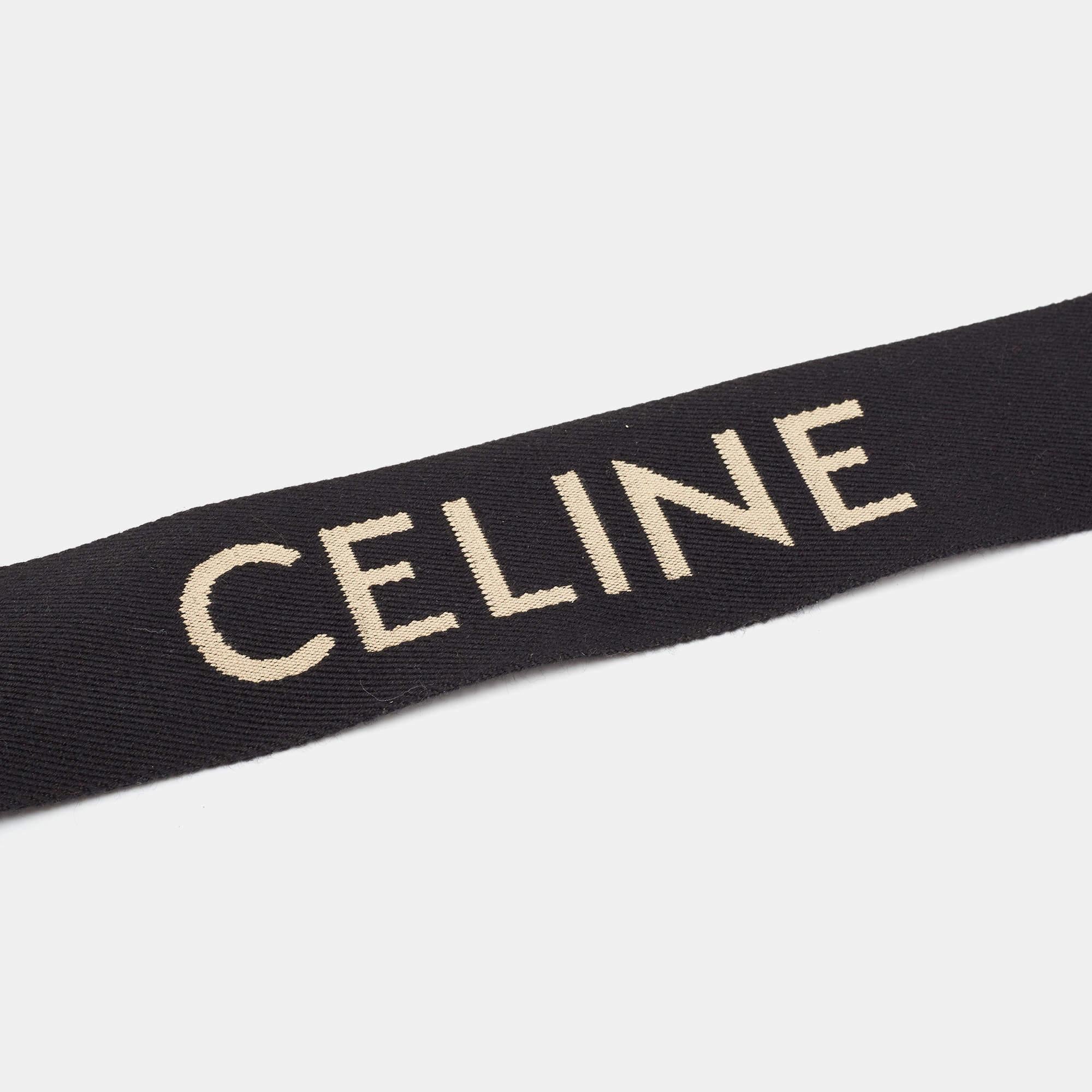 The Celine bag strap combines luxury with functionality  featuring durable black canvas adorned with the classic Celine logo. Genuine leather accents add sophistication  while adjustable hardware ensures a tailored fit for any bag. Versatile and