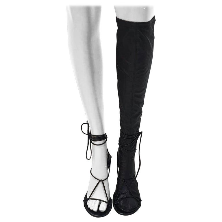 Céline Black Naked Wrap Lace-up Sandals Knee High Phoebe Boots/Booties at  1stDibs