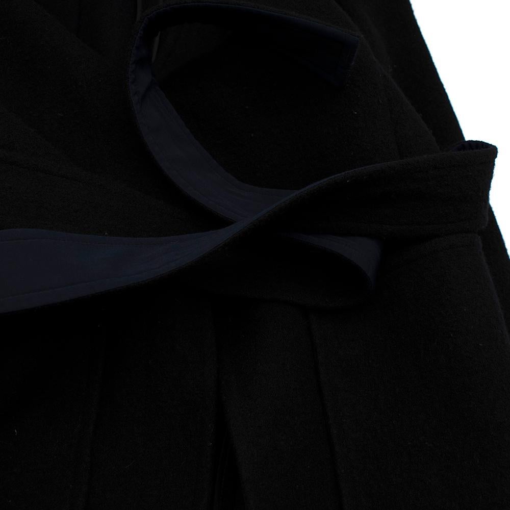 Women's or Men's Celine Black & Navy Wool Belted Coat - Size US 8 For Sale