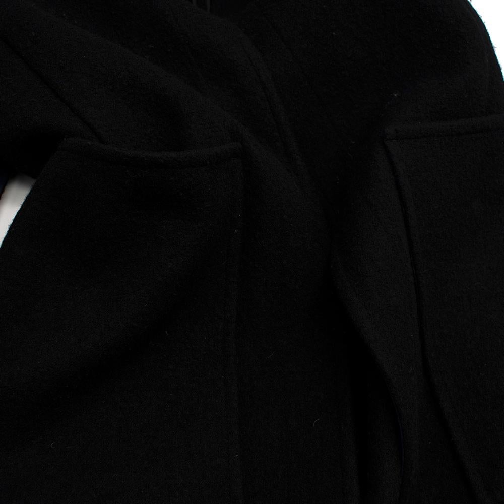 Celine Black & Navy Wool Belted Coat - Size US 8 For Sale 1