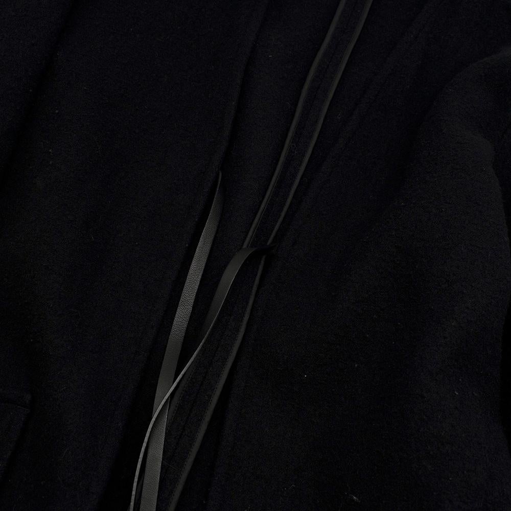 Celine Black & Navy Wool Belted Coat - Size US 8 For Sale 2