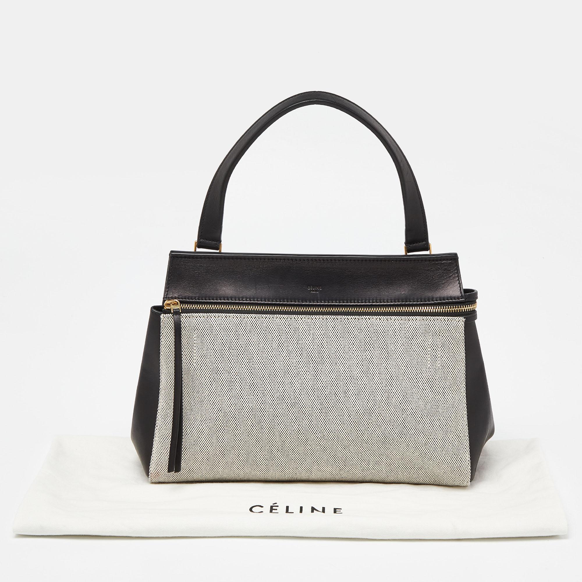 Céline Black/Off White Canvas and Leather Small Edge Bag 7