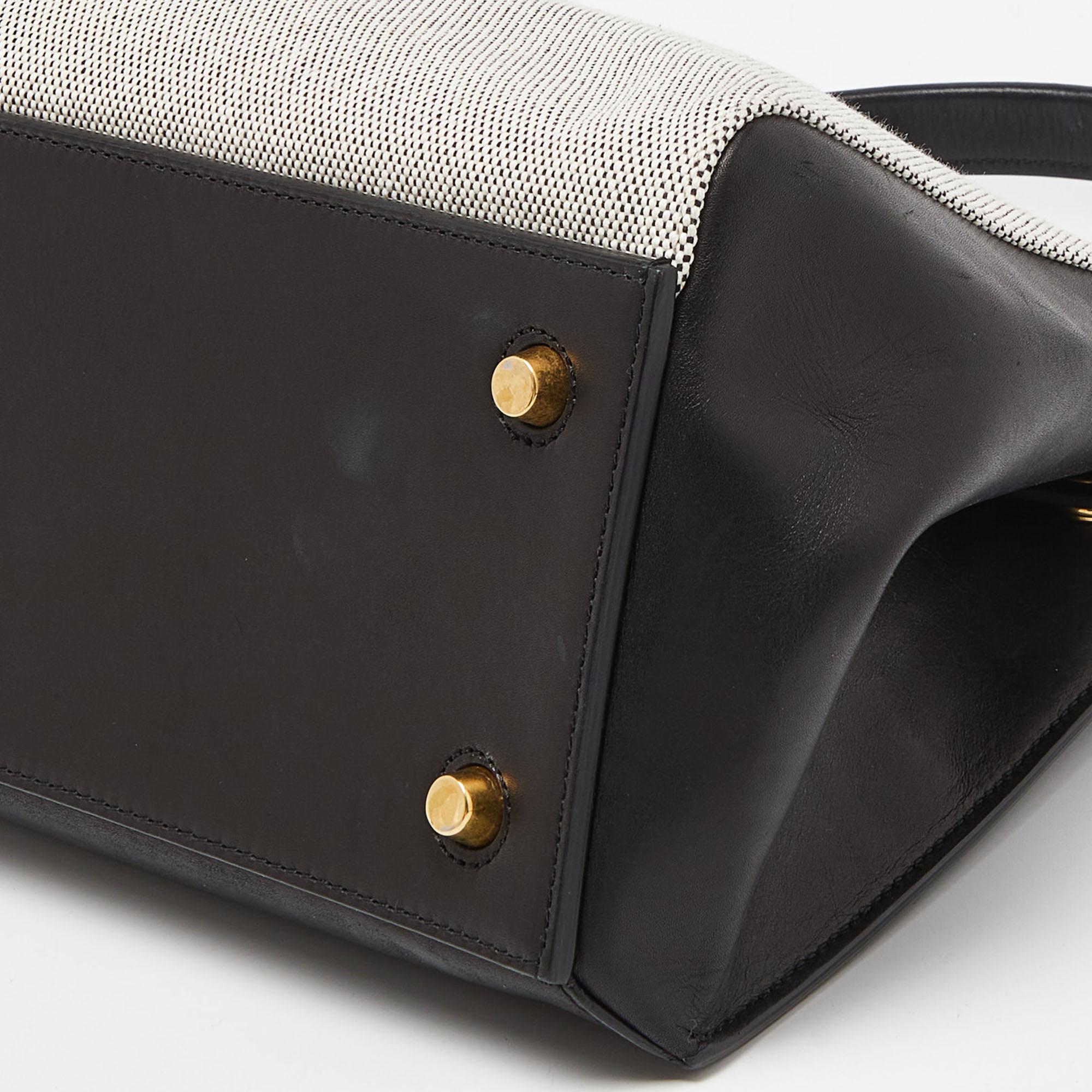 Céline Black/Off White Canvas and Leather Small Edge Bag 2