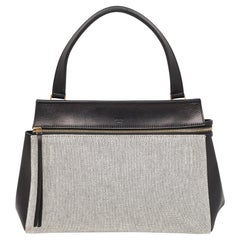 Céline Black/Off White Canvas and Leather Small Edge Bag