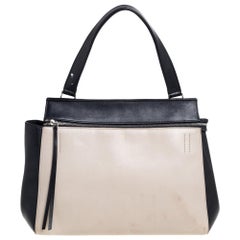 Celine Black/Off White Leather Medium Edge Bag