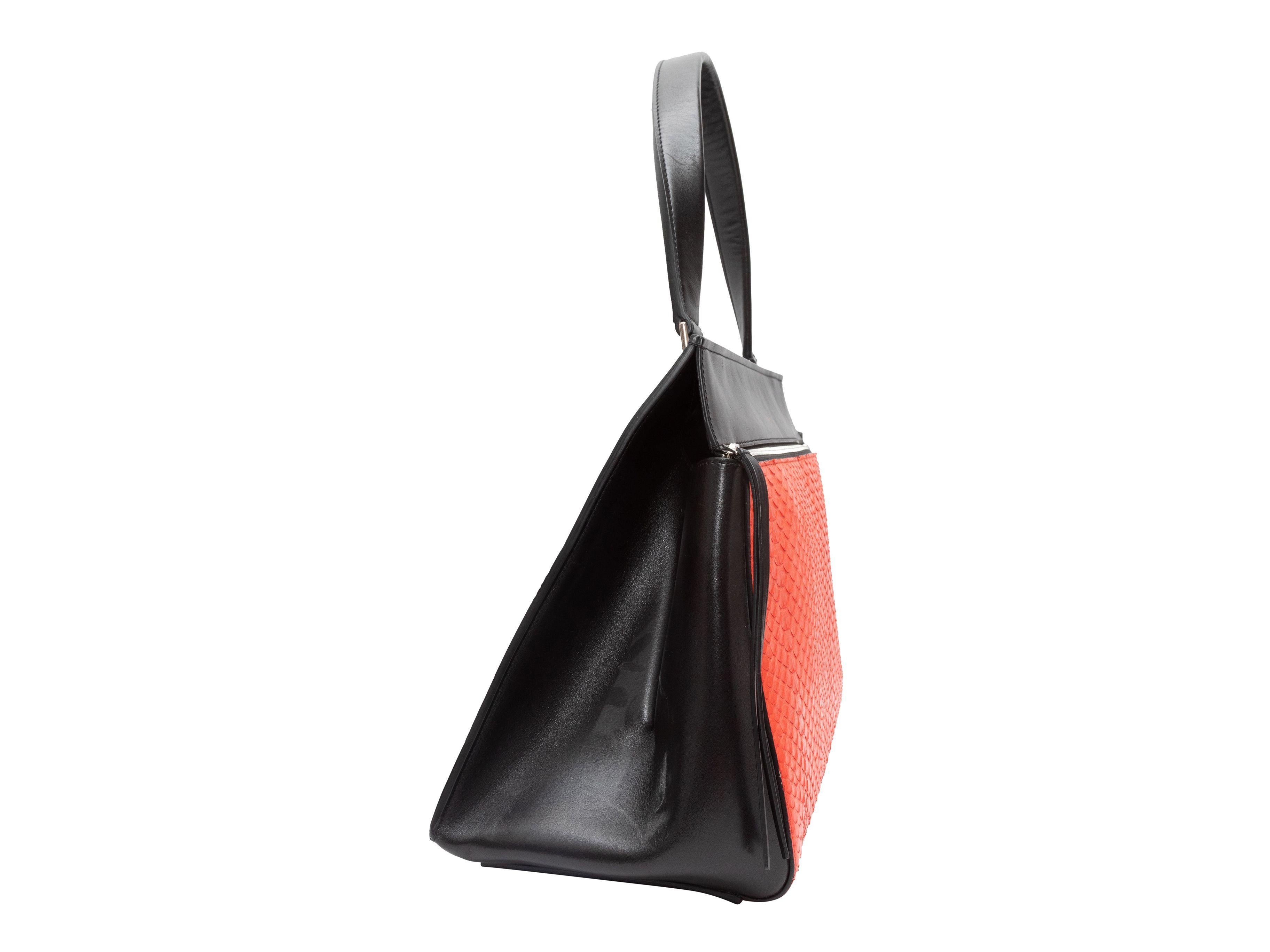 Celine Black & Orange Leather & Python Edge Handbag 1