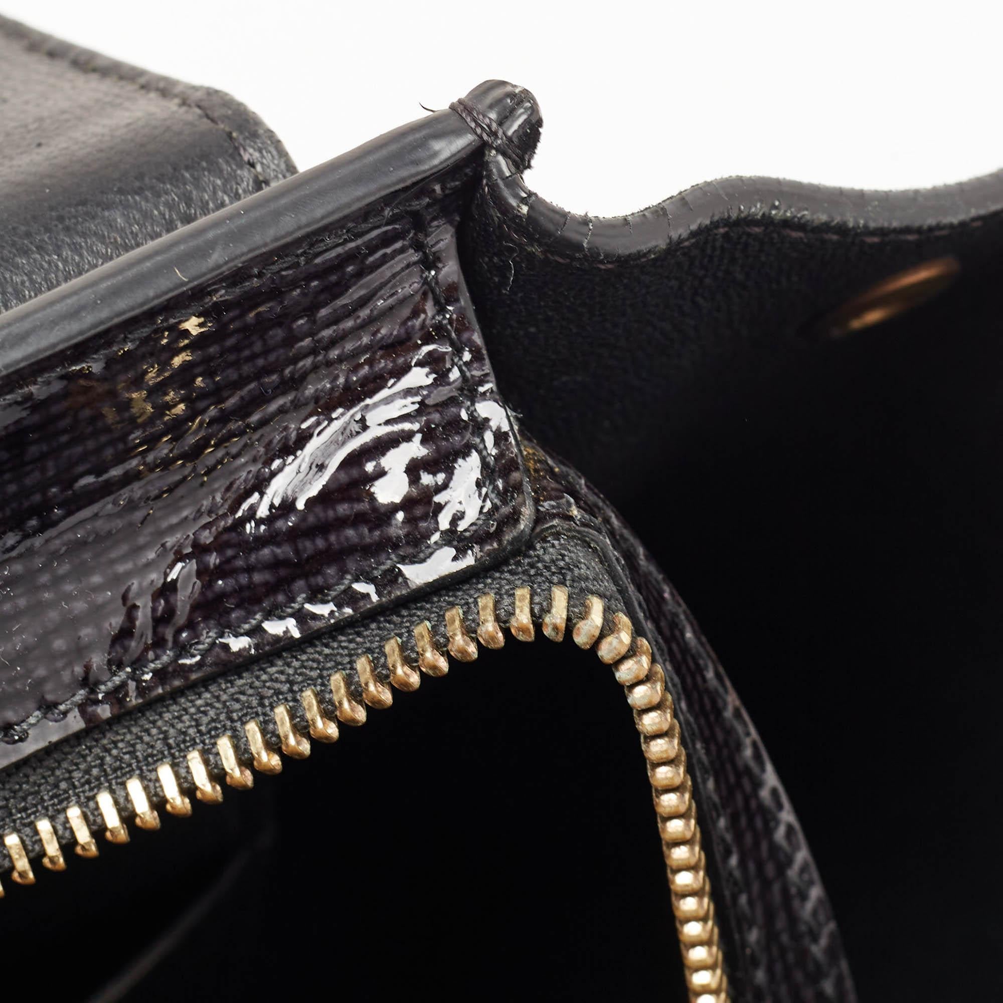 Celine Black Patent Leather and Suede Medium Trapeze Bag 6