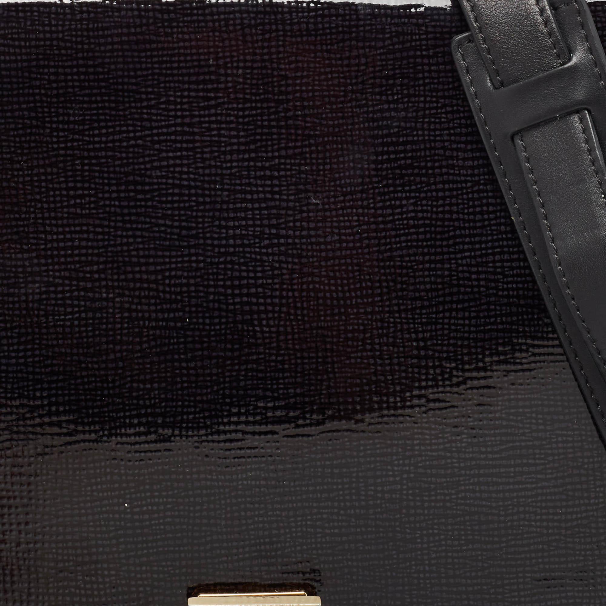 Celine Black Patent Leather and Suede Medium Trapeze Bag 1