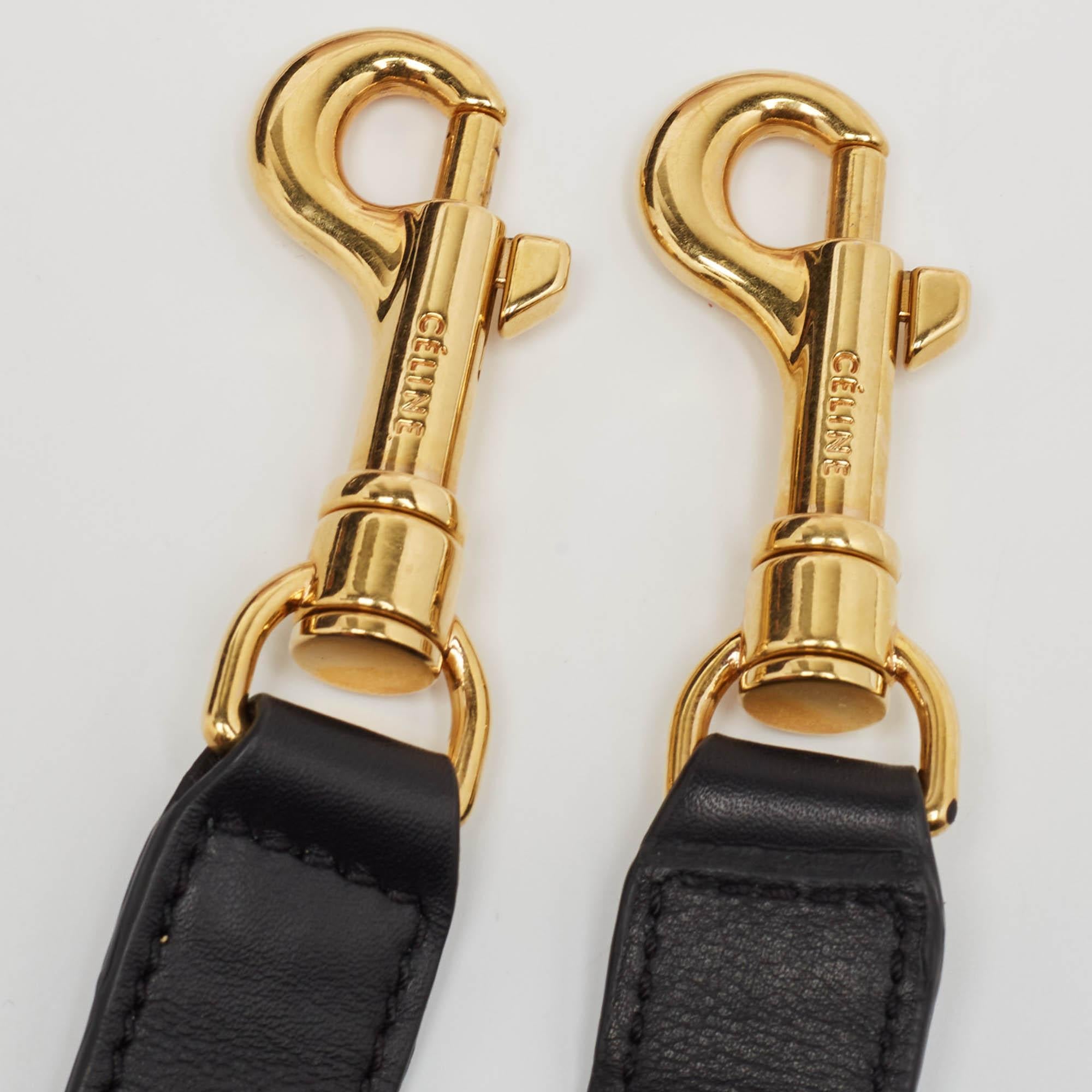 Celine Black Patent Leather and Suede Medium Trapeze Bag 4