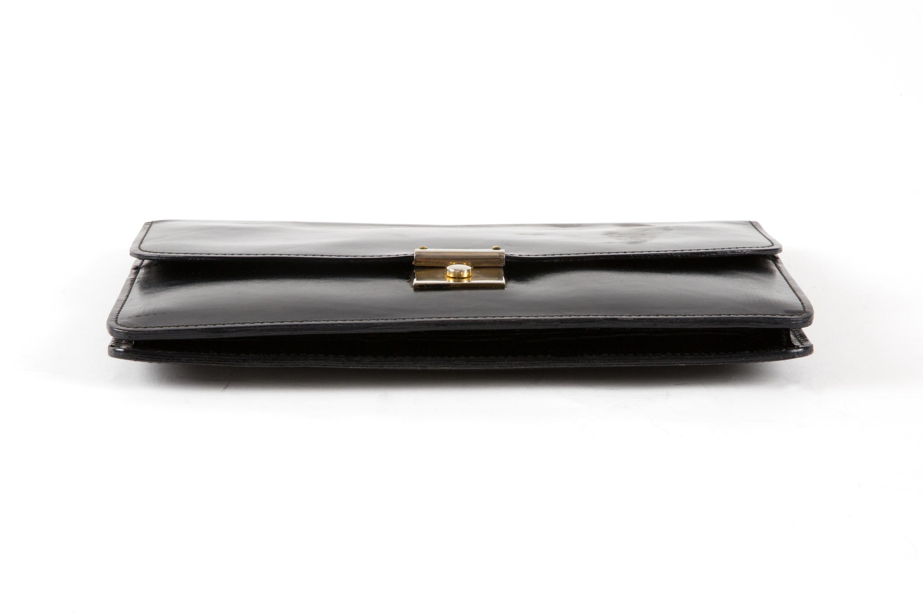 Women's or Men's Celine Black Patent Leather Clutch Bag For Sale