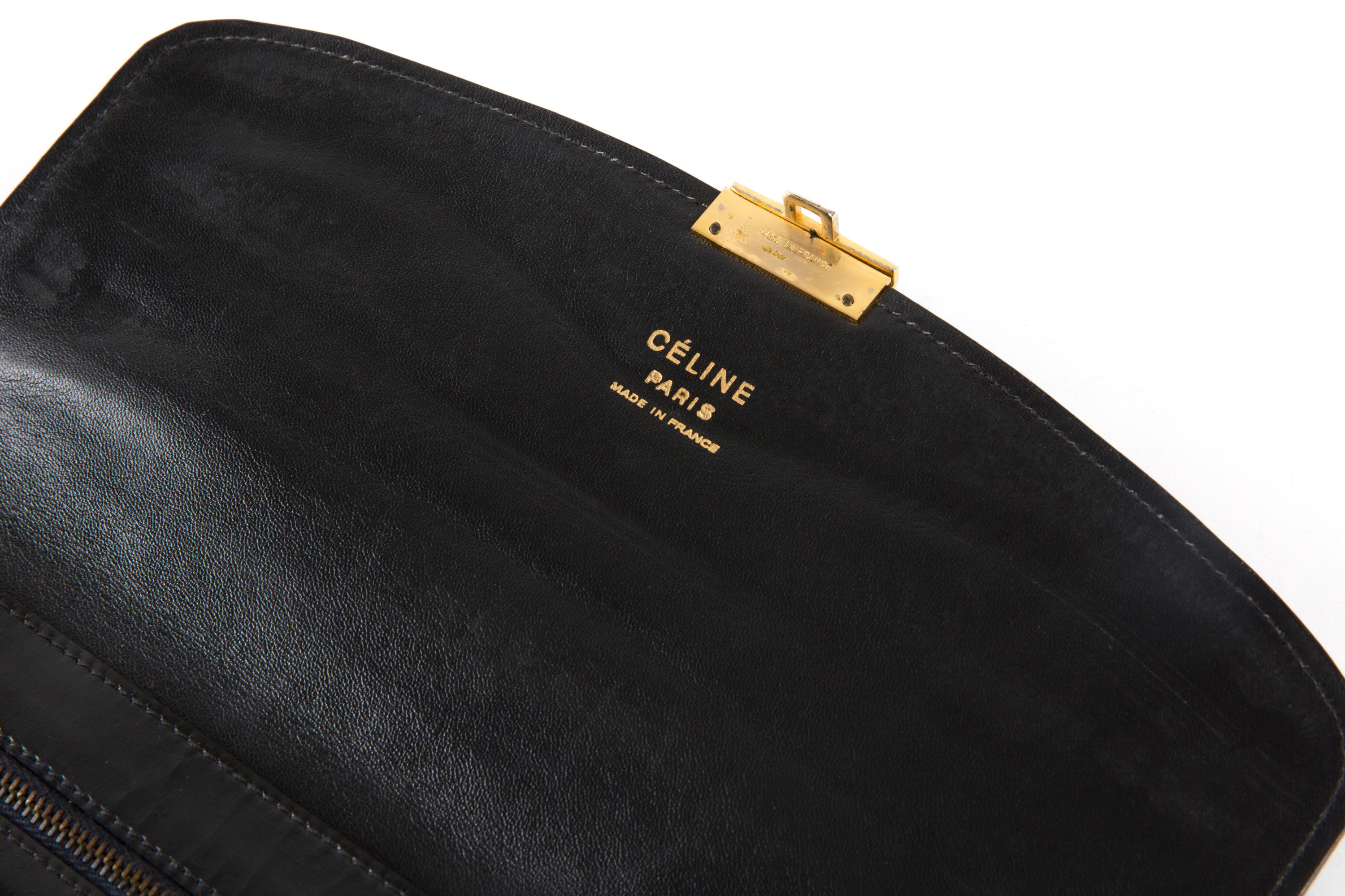 Celine Black Patent Leather Clutch Bag For Sale 1