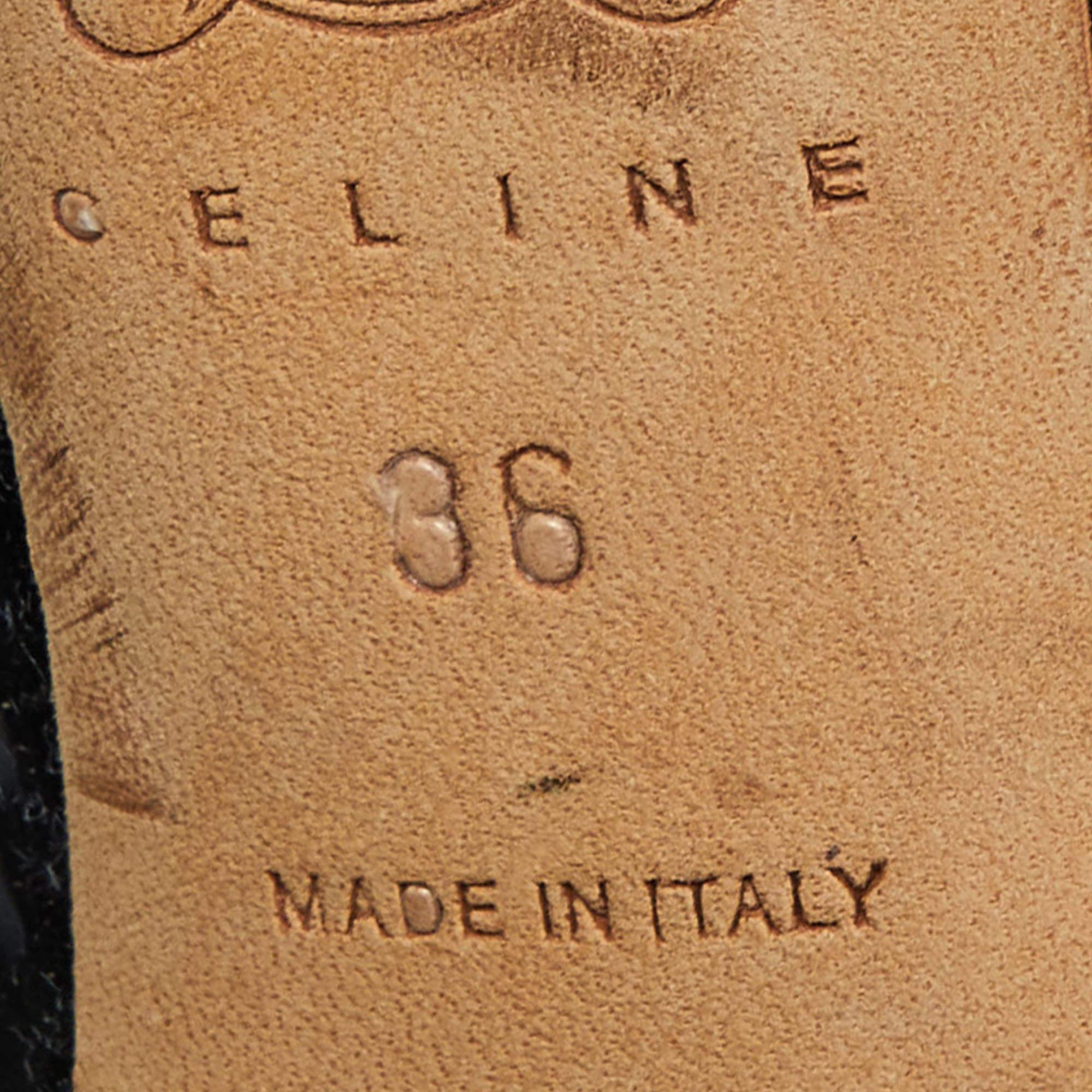 Celine - Sandali con cinturino in pelle verniciata nera misura 36 in vendita 3