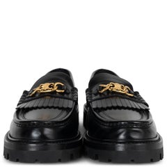 CELINE black polished leather MARGARET Loafers Flats Shoes 40