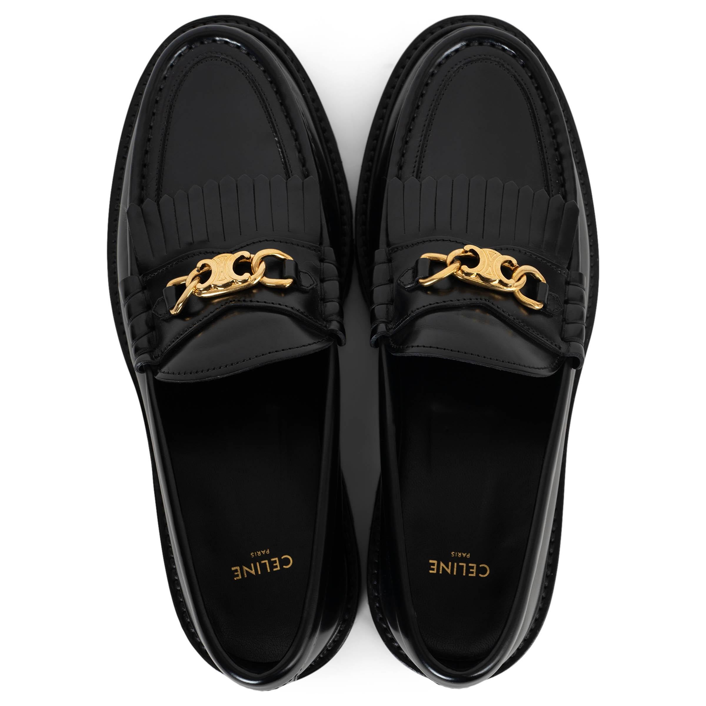 Donna CELINE nero pelle lucida MARGARET Mocassini Appartamenti Scarpe 40 in vendita
