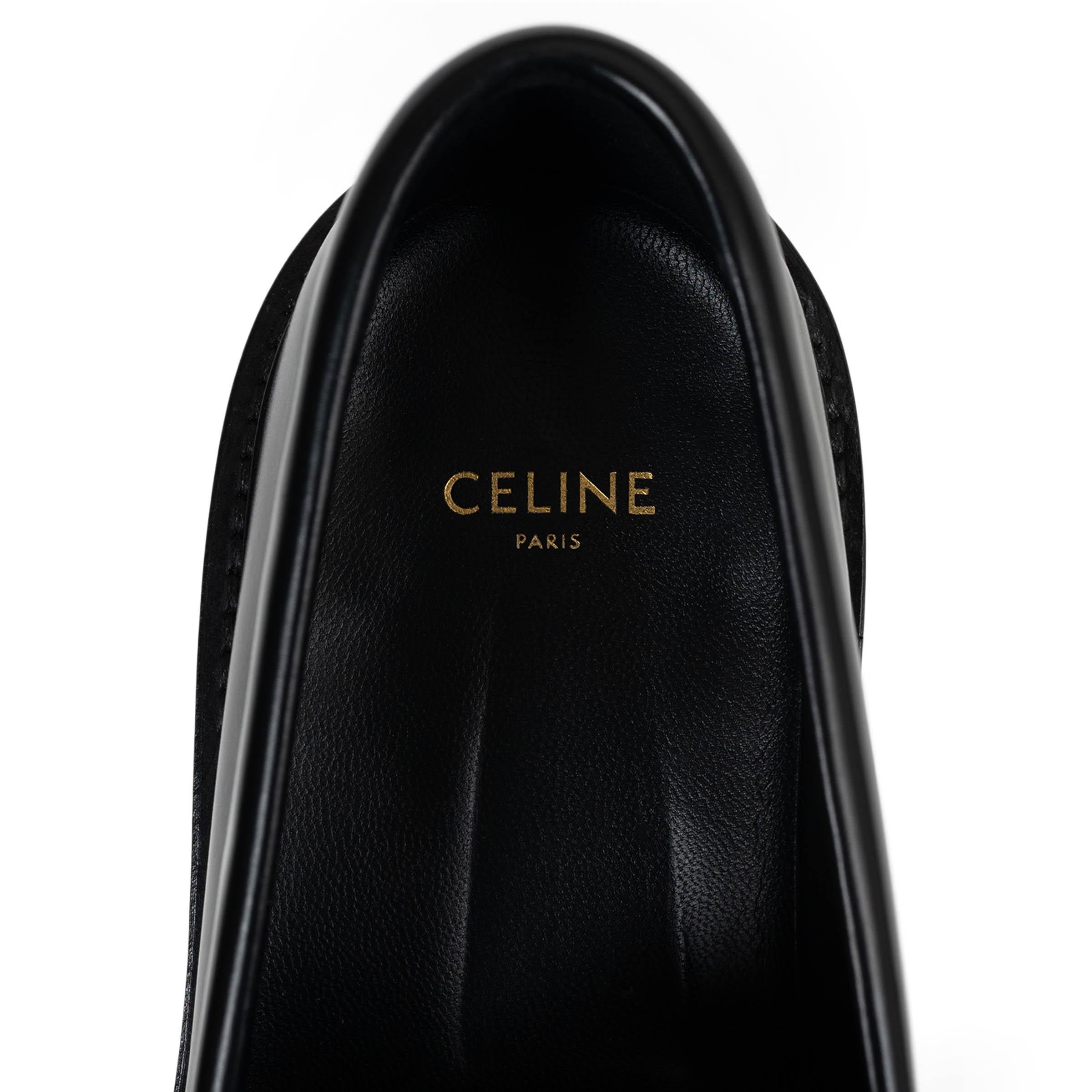 CELINE nero pelle lucida MARGARET Mocassini Appartamenti Scarpe 40 in vendita 2