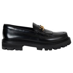 CELINE black polished leather MARGARET Loafers Flats Shoes 40