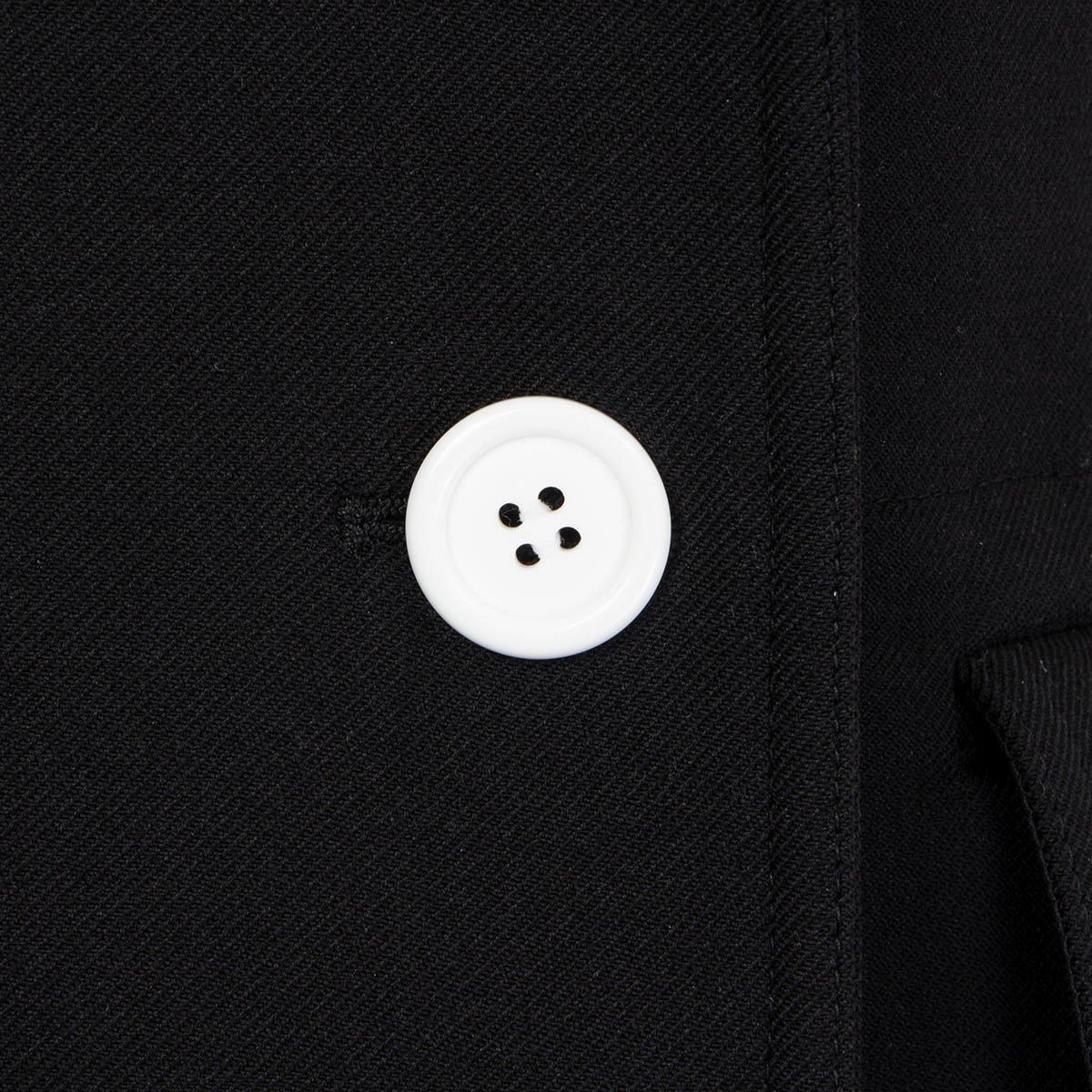 Black CELINE black polyamide CONTRAST BUTTON PEACOAT Coat Jacket 40 M For Sale