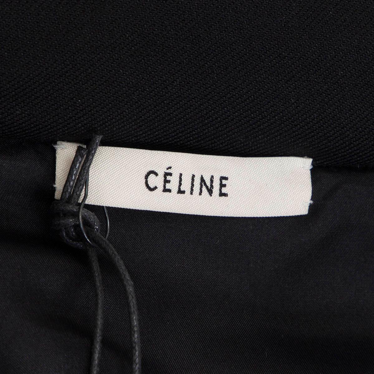CELINE black polyamide CONTRAST BUTTON PEACOAT Coat Jacket 40 M In Excellent Condition For Sale In Zürich, CH