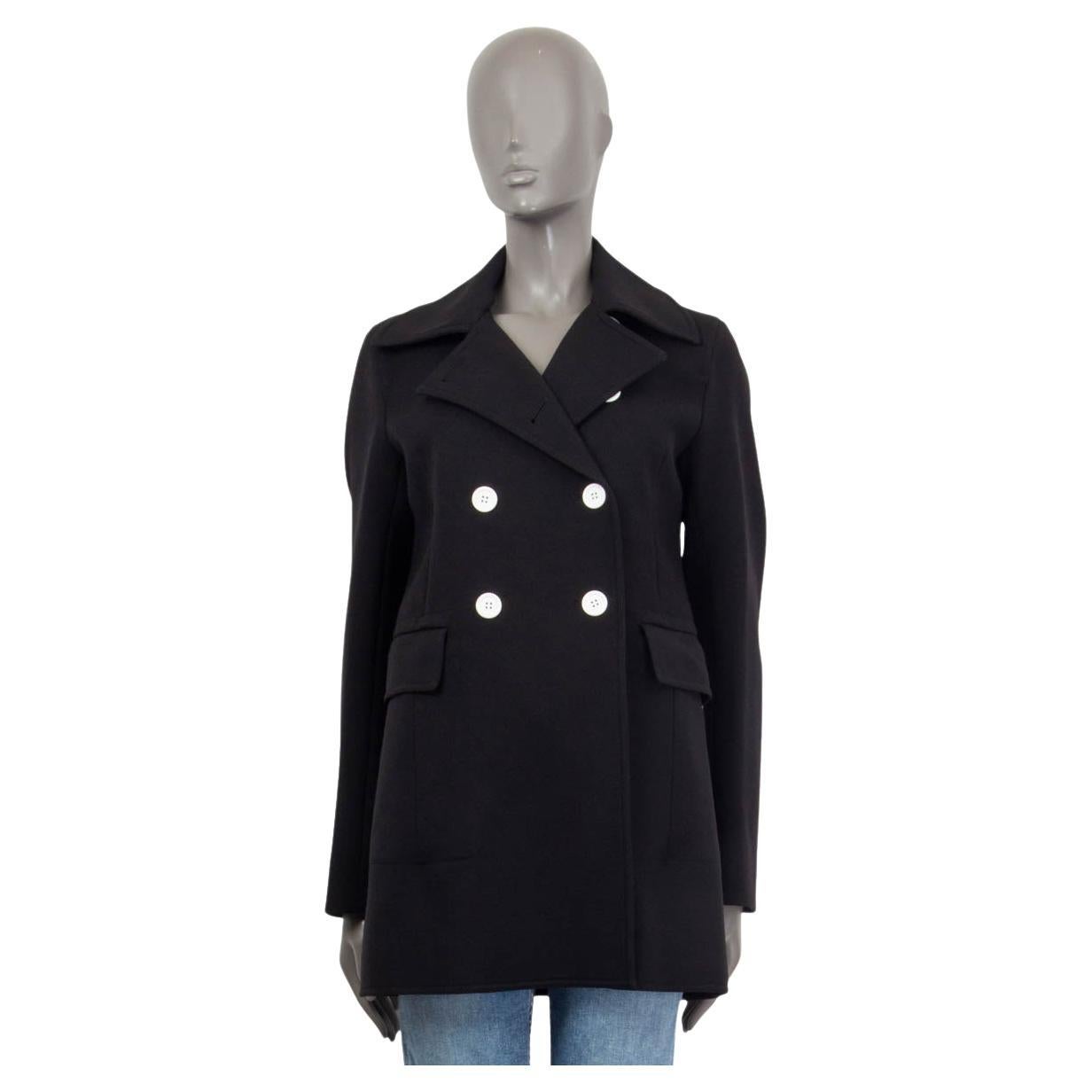 Louis Vuitton - Leather Accent Double-Breasted Coat - Black - Women - Size: 44 - Luxury