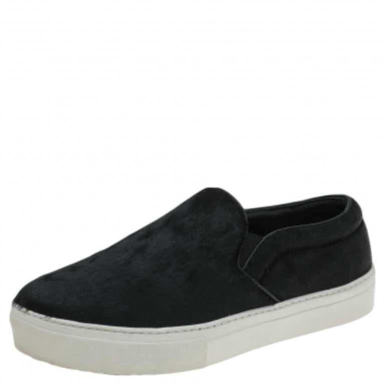 Celine Black Pony Hair Slip On Sneakers Size 40 In Good Condition For Sale In Dubai, Al Qouz 2