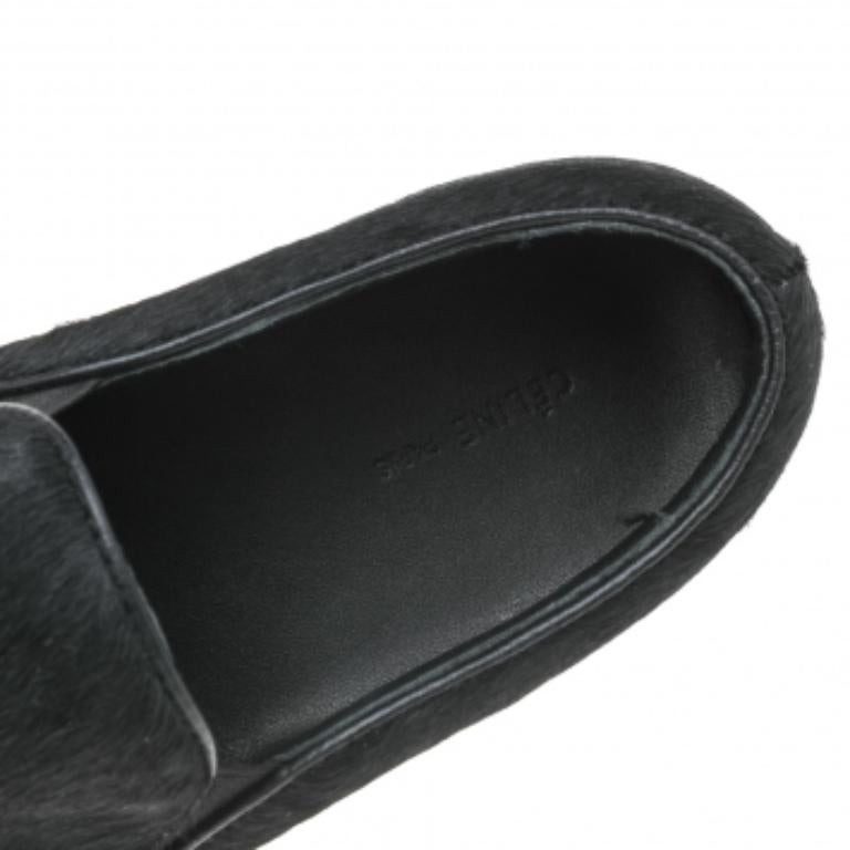 Women's Celine Black Pony Hair Slip On Sneakers Size 40 For Sale
