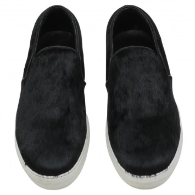 Celine Black Pony Hair Slip On Sneakers Size 40 For Sale 1