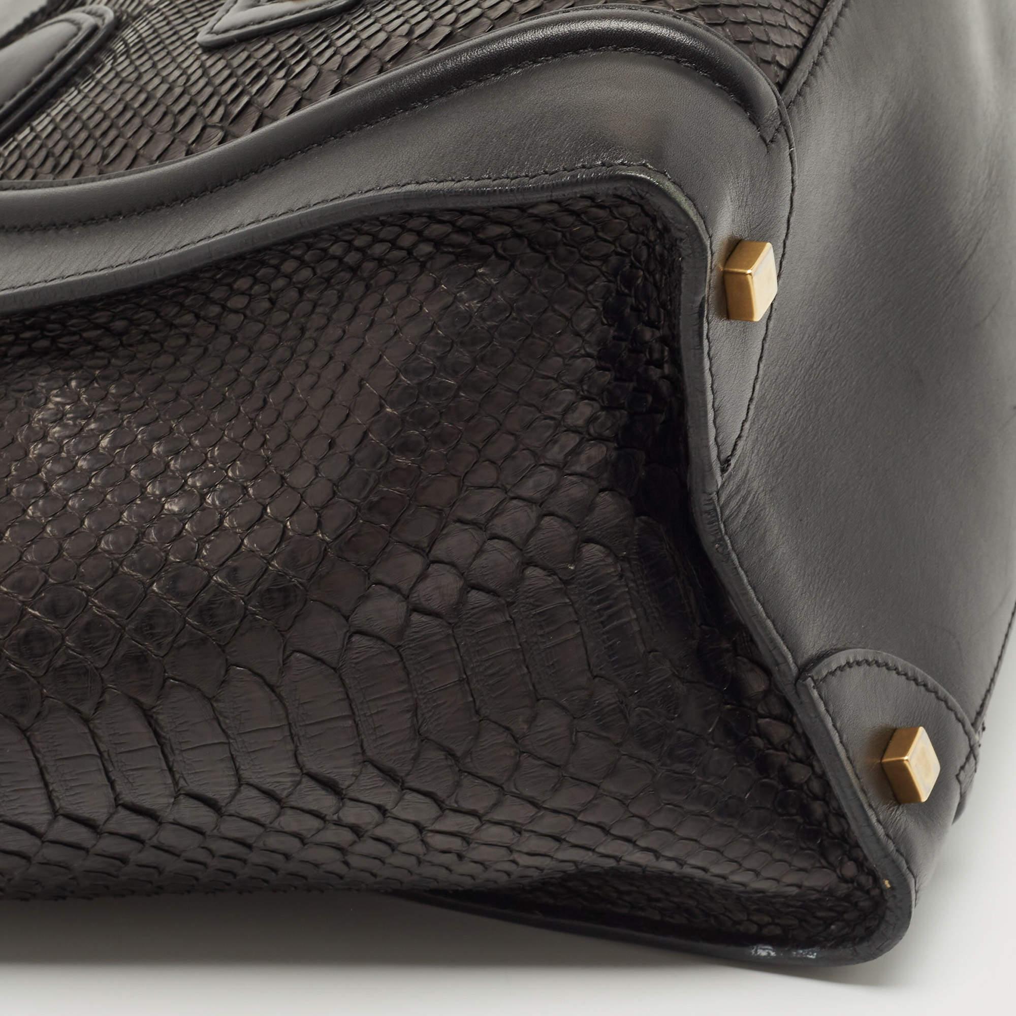 Celine Black Python and Leather Mini Luggage Tote For Sale at 1stDibs