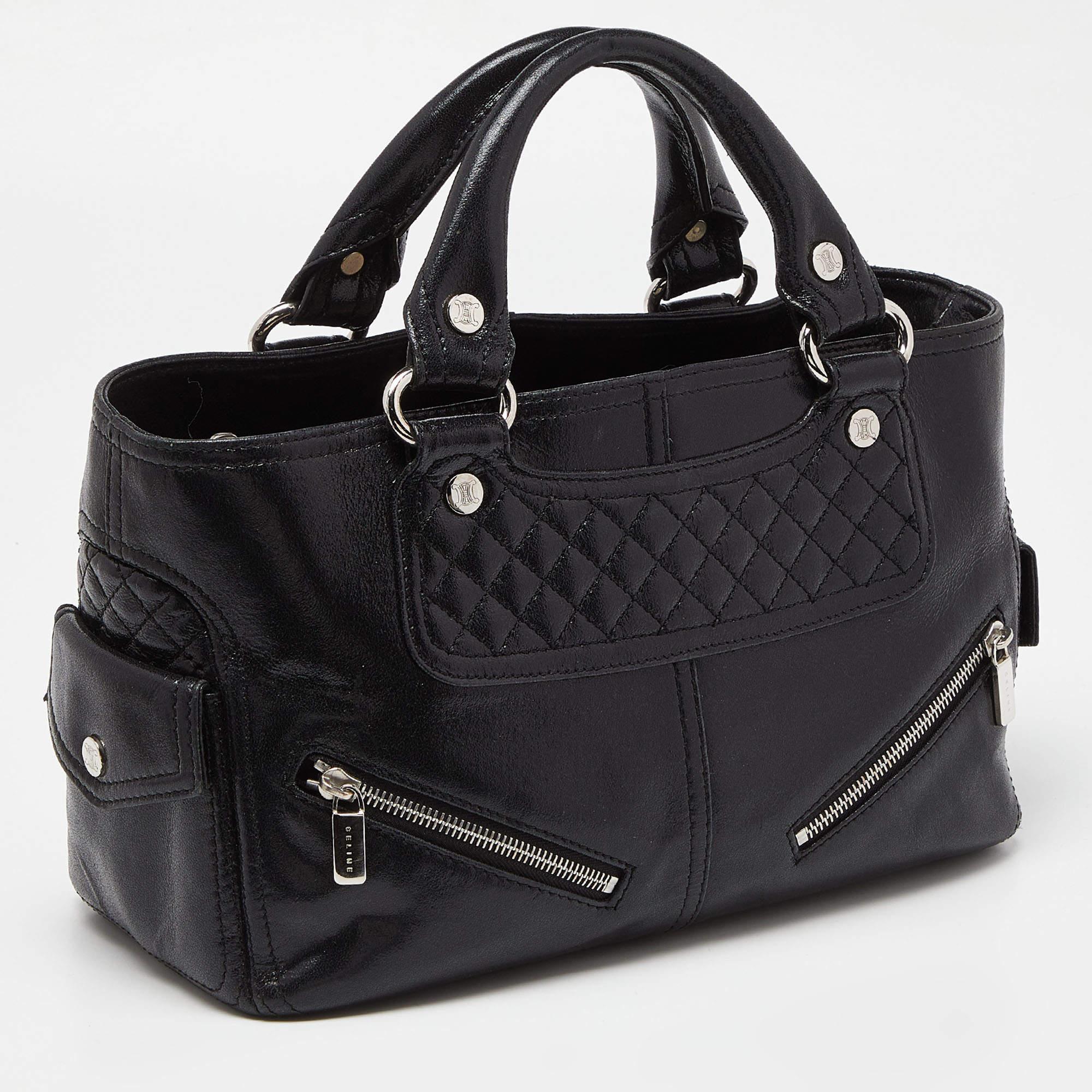 Celine Tote Boogie in pelle lucida trapuntata nera 6