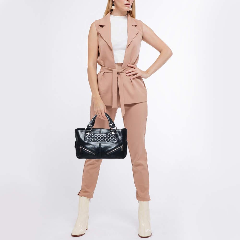 Nero Celine Tote Boogie in pelle lucida trapuntata nera