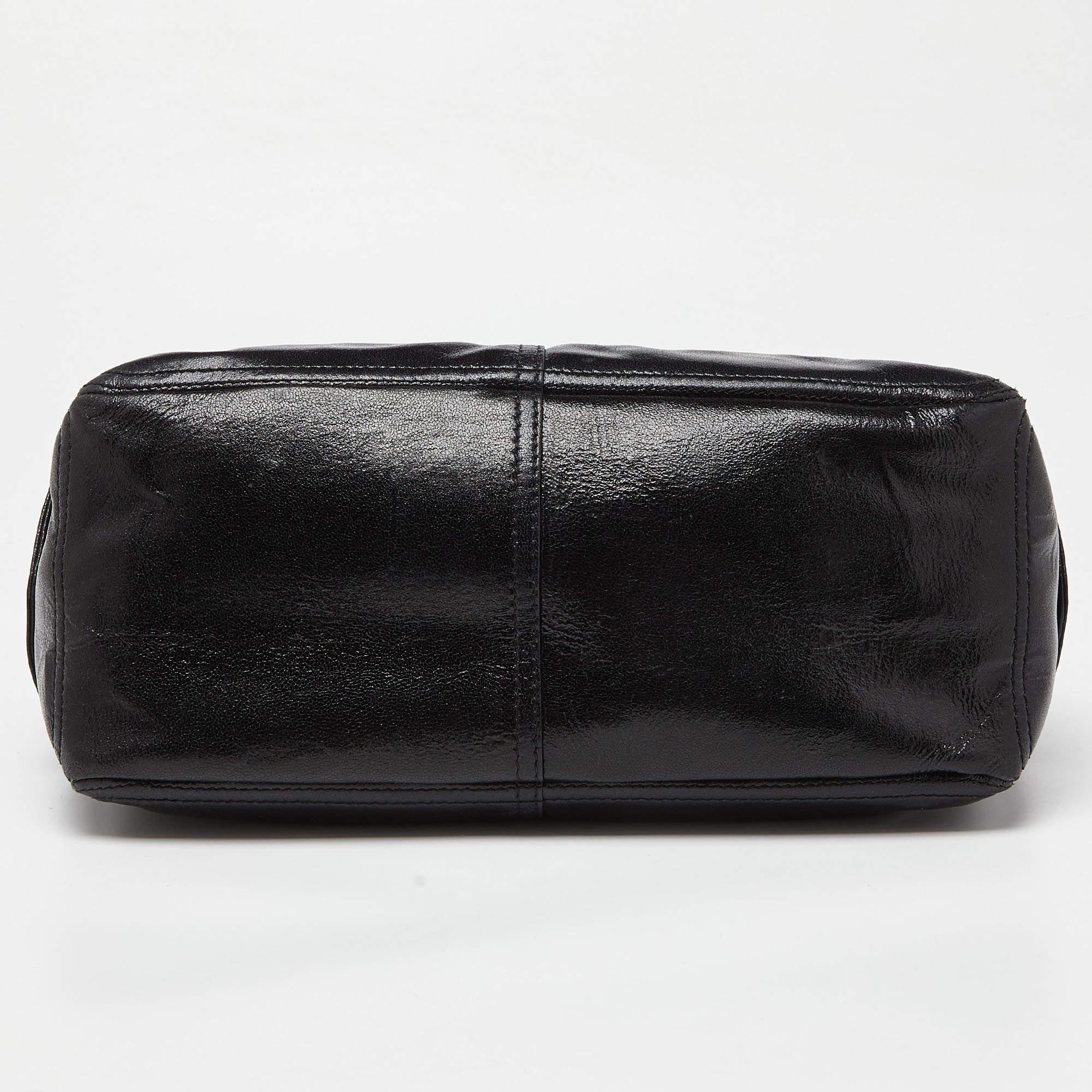 Celine Tote Boogie in pelle lucida trapuntata nera 1